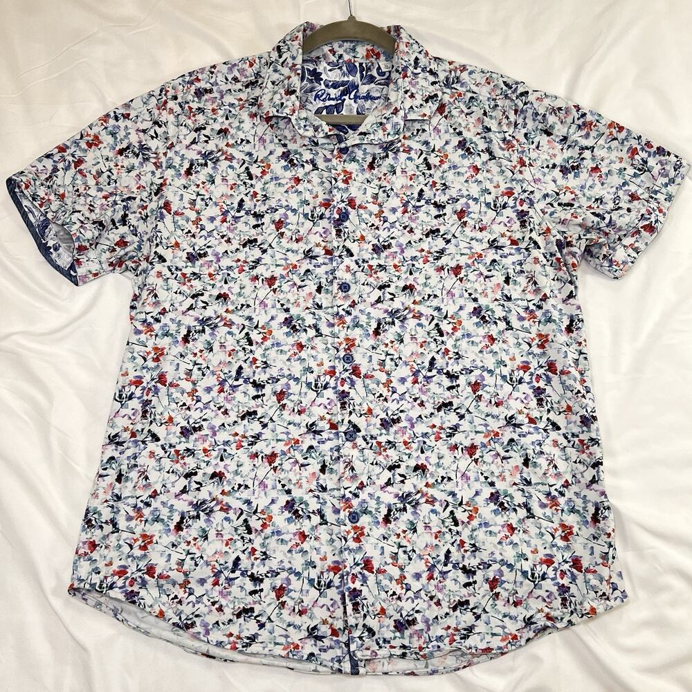 Robert Graham Bavaro Shirt Size M White Multi Floral SS Casual Button Up Classic